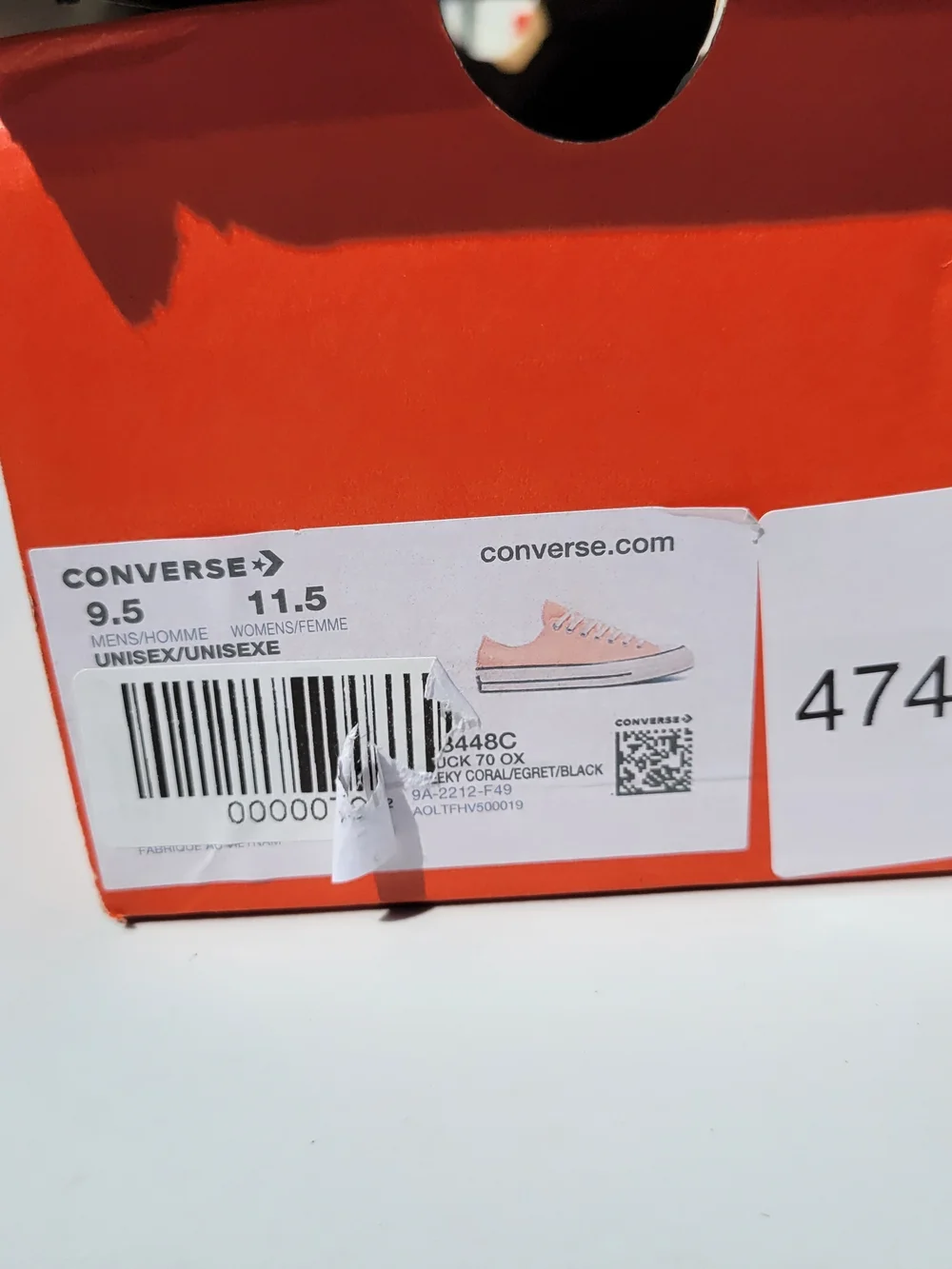 MENS 9.5/WOMENS 11.5 CONVERSE CHUCK 70 VINTAGE LOW – CHEEKY CORAL – NEW - Picture 5 of 8